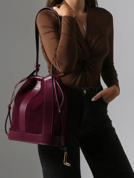 Medium Leather Elles Bucket Bag Lancel Violet elles A13360 other view 1