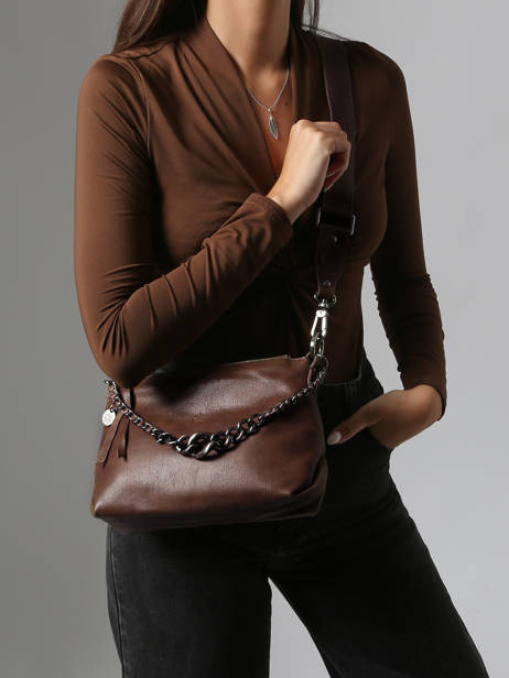 Sac Bandoulière Vintage Cuir Mila louise Marron vintage 3864C vue secondaire 1