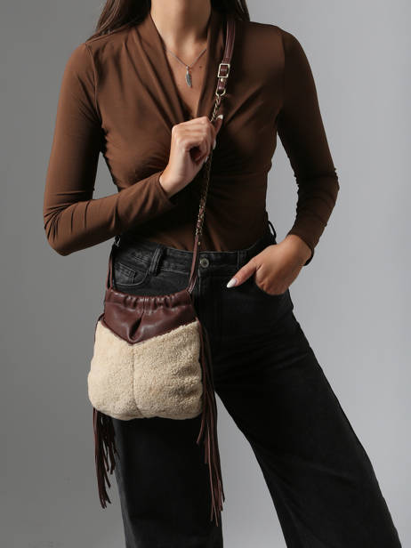 Sac Bandoulière Vintage Cuir Mila louise Marron vintage 3812TC vue secondaire 1