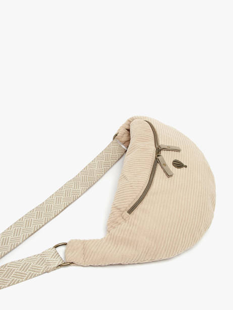 Sac Banane Le voyage en panier Beige velours AHP244 vue secondaire 1