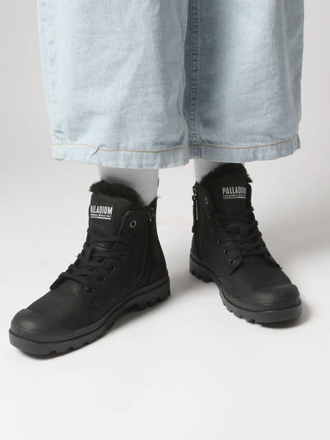 Bottines Pampa Hi Zip Wl En Cuir Palladium Noir accessoires 95982010 vue secondaire 1