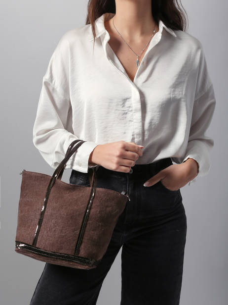 Small Cabas Linnen And Sequins Vanessa bruno Brown cabas lin 31V40435 other view 1