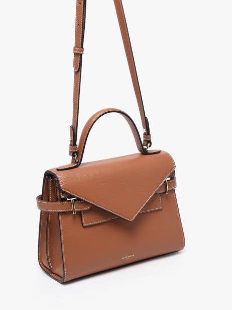 Sac Bandoulière M Double Rabat Emilie Cuir Grainé Le tanneur Marron emily TEMI1014 vue secondaire 2