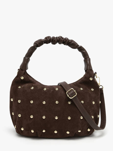Shoulder Bag Velvet Studs Milano Brown velvet studs VS25094 other view 4