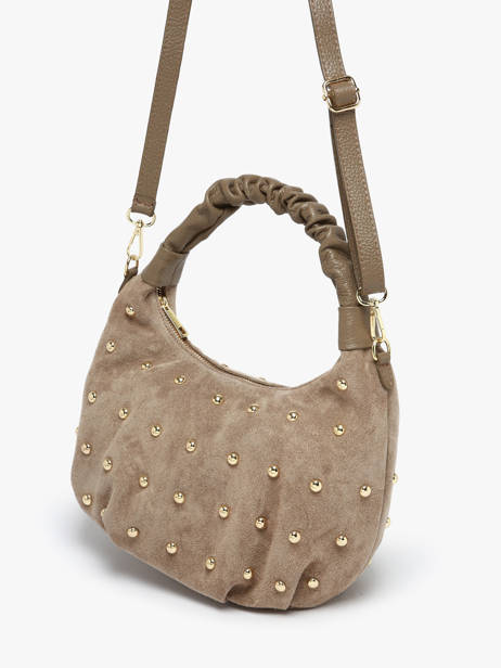 Shoulder Bag Velvet Studs Milano Beige velvet studs VS25094 other view 1