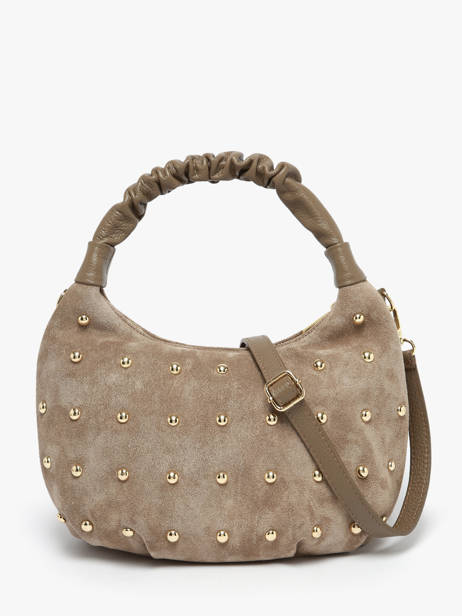 Shoulder Bag Velvet Studs Milano Beige velvet studs VS25094 other view 3