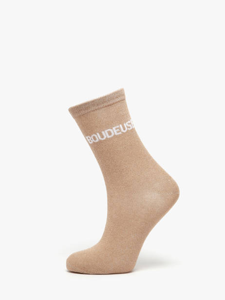Chaussettes Femme Têtue Long Glitter Pieces Beige socks women 17162499