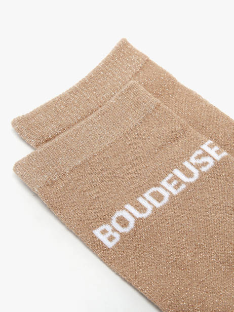 Chaussettes Femme Têtue Long Glitter Pieces Beige socks women 17162499 vue secondaire 1