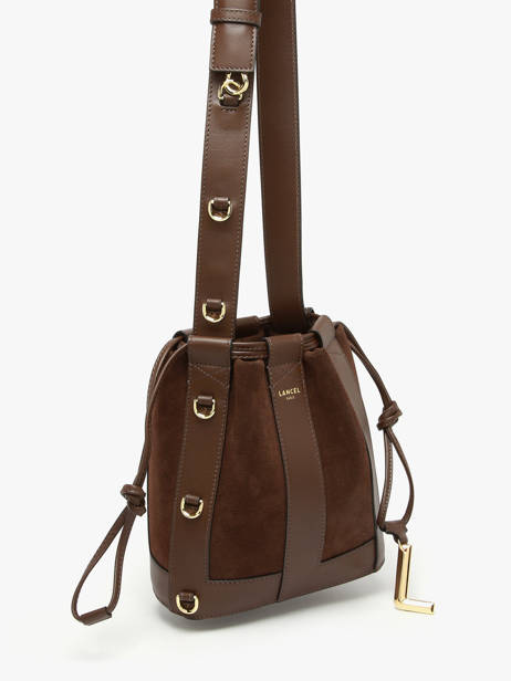 Small Leather Elles Bucket Bag Lancel Brown elles A13359 other view 2