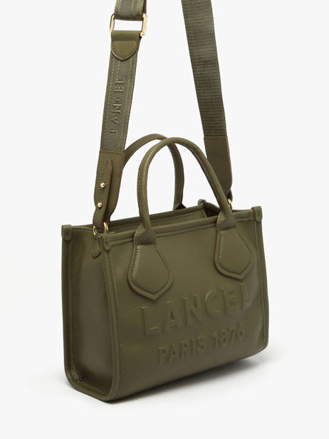 Small Leather Jour Tote Bag Lancel Green jour A12995 other view 1