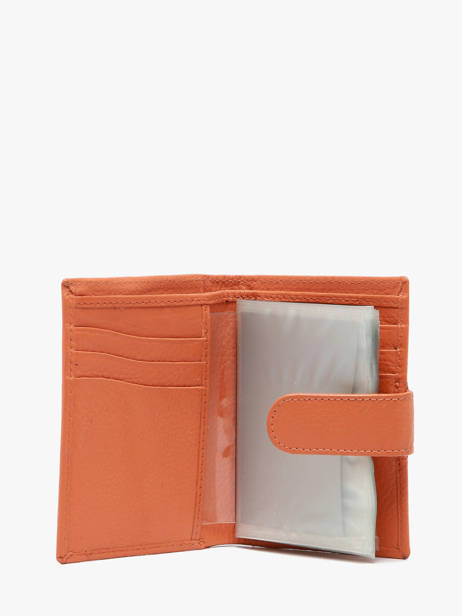 Leather Card Holder Crinkles Orange caviar 14041 other view 1
