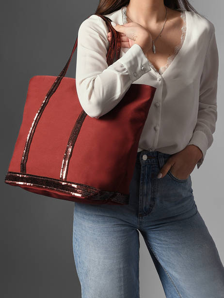 Large Zipped Shoulder Bag Le Cabas Sequins Vanessa bruno Red cabas 1V40409 other view 1