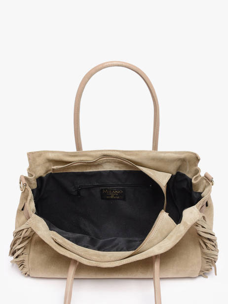 Shoulder Bag Velvet Leather Milano Beige velvet VE25114 other view 3