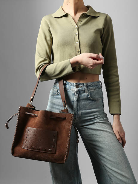 Satchel Velvet Caviar Leather Milano Brown velvet caviar VC25113