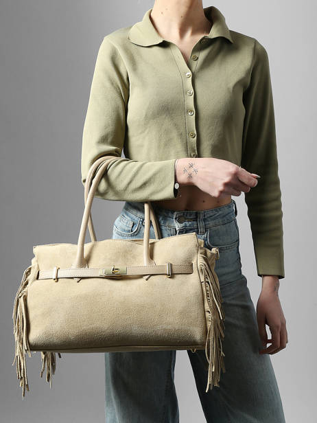 Shoulder Bag Velvet Leather Milano Beige velvet VE25114 other view 1