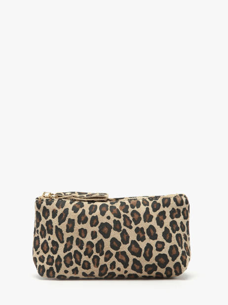 Pouch Leather Milano Beige velvet leopardo VL22114