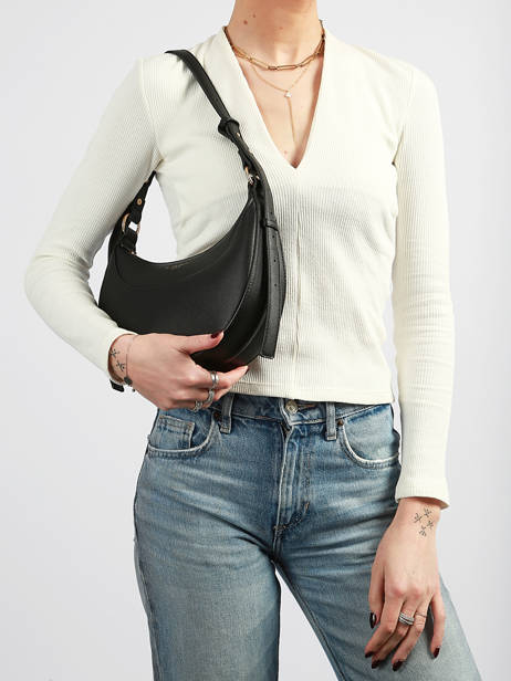 Sac Porté épaule Saffiano Miniprix Noir saffiano F8583 vue secondaire 1