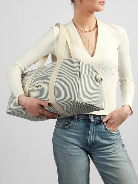 Sac Porté épaule Rayures Coton Hindbag Bleu rayures RA vue secondaire 1