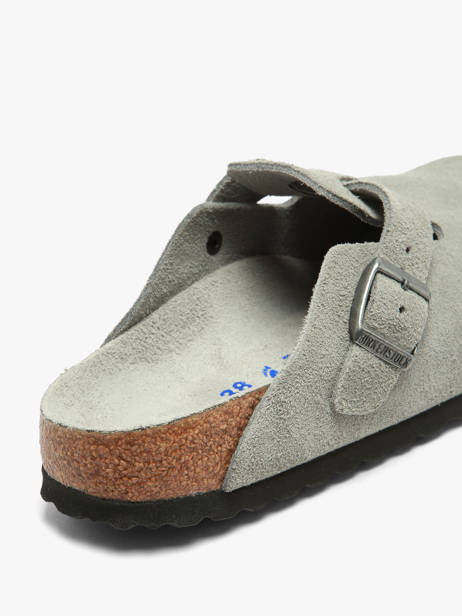 Slippers In Leather Birkenstock Gray women 1031657 other view 2