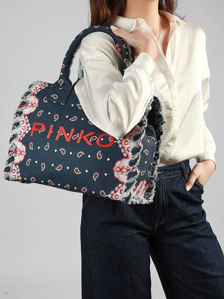 Satchel Logo Shopper Cotton Pinko Blue logo shopper 6673A3B7 other view 1
