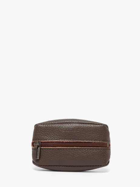 Leather Coin Purse Madras Etrier Brown madras EMAD043