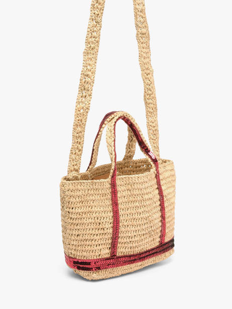 Sac Bandoulière Baby Cabas Raphia Et Paillettes Vanessa bruno Beige cabas raphia 64V40410 vue secondaire 2