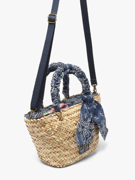 Satchel Bandana Straw Le voyage en panier Blue bandana PM968 other view 2