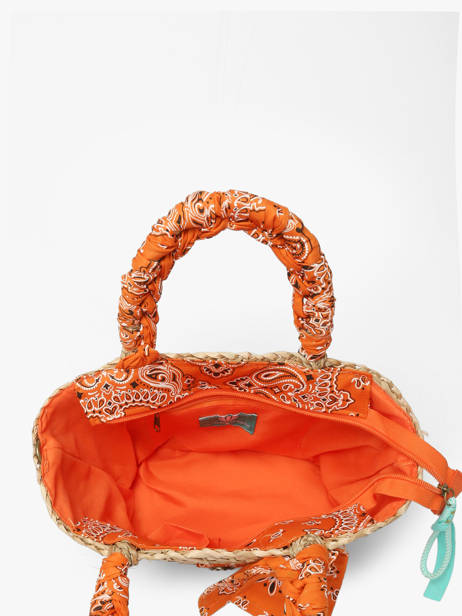 Sac Porté Main Bandana Paille Le voyage en panier Orange bandana PM968 vue secondaire 3