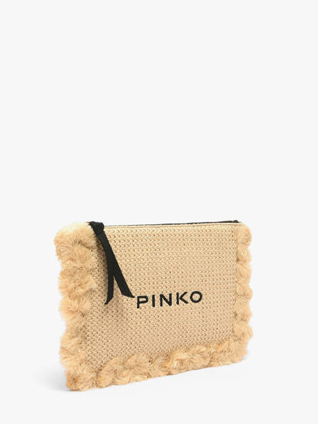 Raffia Logo Clutch Bag Pinko Beige logo shopper 6718A39Y other view 1