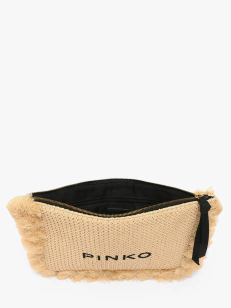 Raffia Logo Clutch Bag Pinko Beige logo shopper 6718A39Y other view 3
