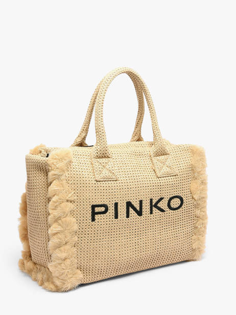 Satchel Logo Shopper Raphia Pinko Beige logo shopper 6673A39Y other view 1