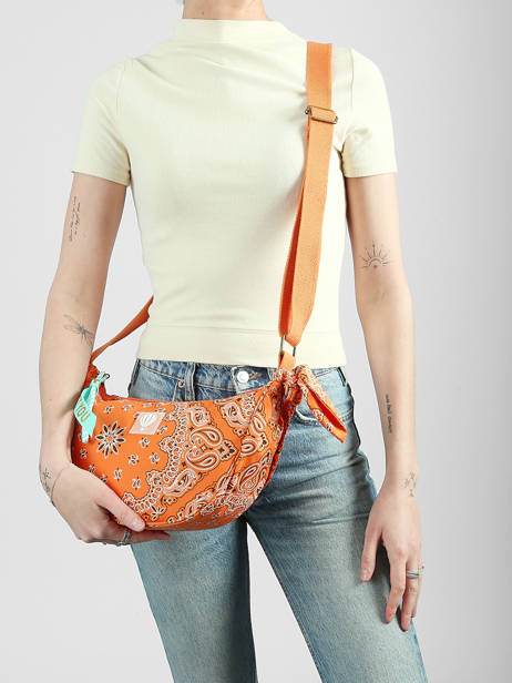 Sac Bandoulière Bandana Coton Le voyage en panier Orange bandana PM969 vue secondaire 1