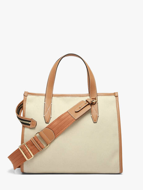 Medium Jour Satchel Canvas And Leather Lancel Beige jour A14027 other view 4