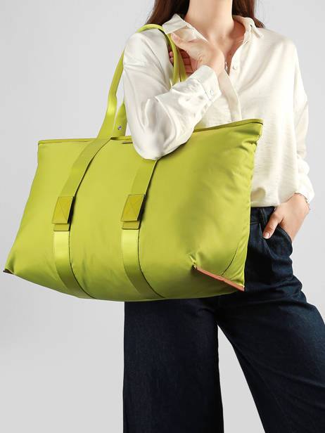 Large Tote Bag Mistral Rollable Nylon And Leather Lancel Green mistral A13996 other view 1