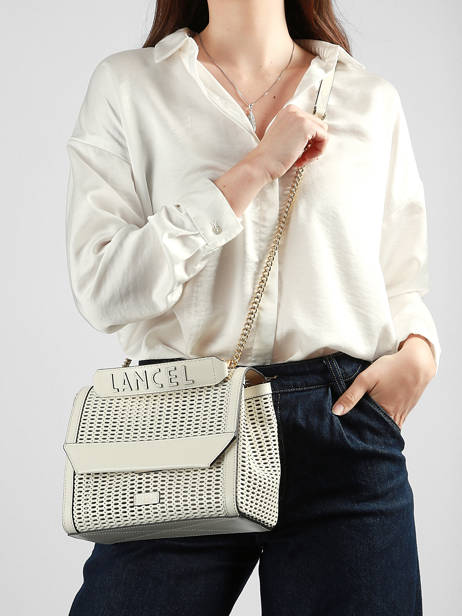 Medium Leather Ninon Ajouré Crossbody Bag Lancel White ninon A14009 other view 1
