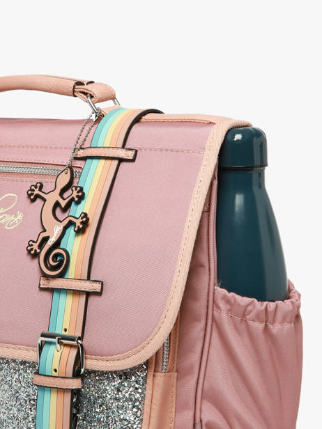 Satchel For Kids 2 Compartments Cameleon Pink vintage fantasy CA35 other view 6