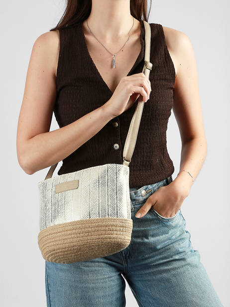 Sac Bandoulière Irisé Le voyage en panier Blanc guimauve PM289 vue secondaire 2