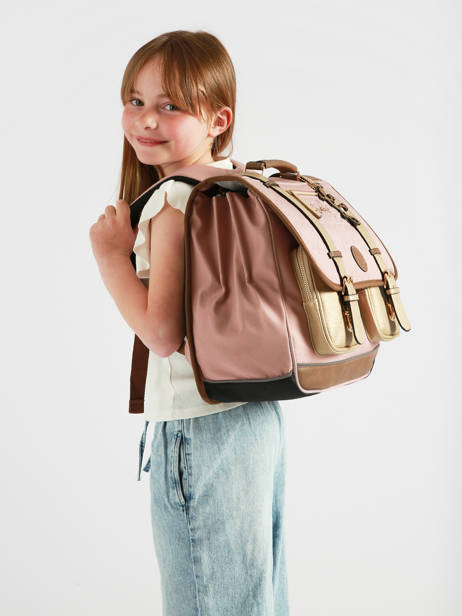 Satchel For Kids 3 Compartments Cameleon Pink vintage fantasy CA41 other view 1