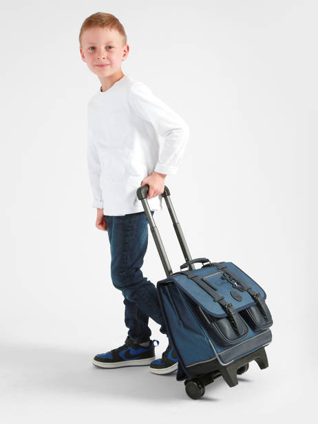 Wheeled Schoolbag 2 Compartments Vintage Color Cameleon Blue vintage color CR38 other view 1