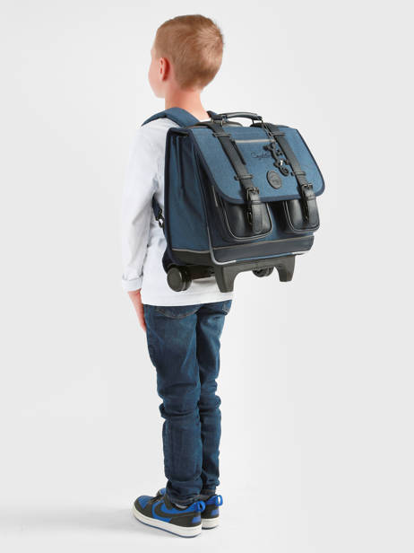 Wheeled Schoolbag 2 Compartments Vintage Color Cameleon Blue vintage color CR38 other view 2