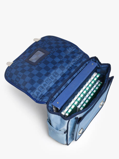 2-compartment Satchel Caramel et cie Blue fier GA other view 3