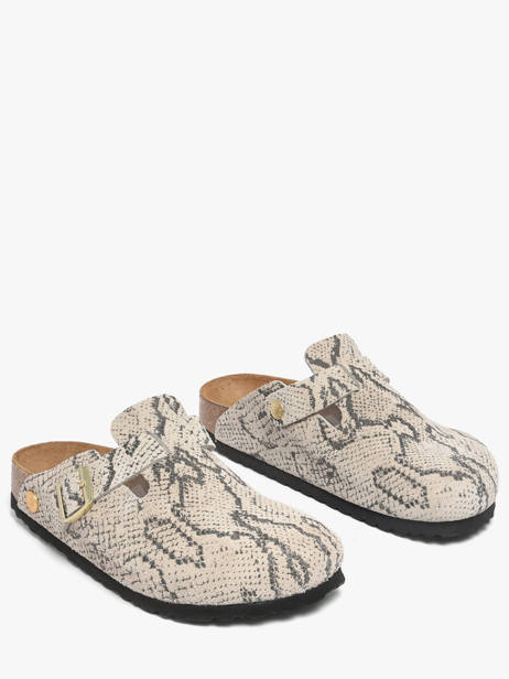 Slippers In Leather Birkenstock Gray women 1033086 other view 1