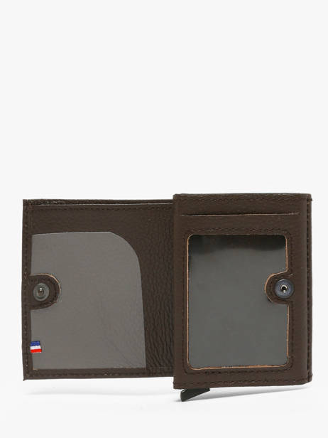 Card Holder Leather Etrier Brown madras EMAD5020 other view 2