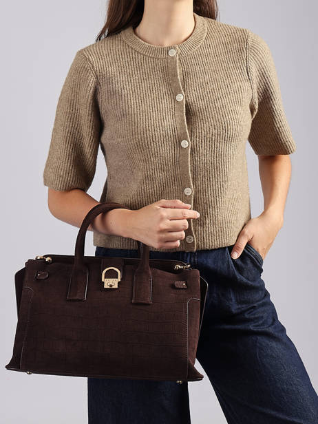 Satchel M Equestre Croco Leather Etrier Brown equestre croco EEQC142M other view 1