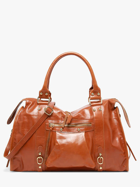 Shoulder Bag Shiny Sauvage Leather A4 Milano Brown shiny sauvage SS24095