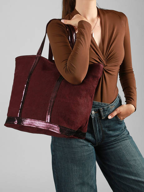 Le Cabas L Lin Paillettes Vanessa bruno Rouge cabas lin 31V40409 vue secondaire 1