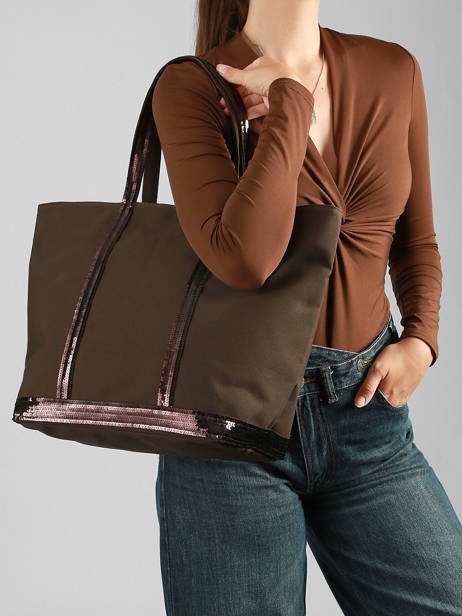 Le Cabas L Zippé Paillettes Vanessa bruno Marron cabas 1V40409 vue secondaire 1