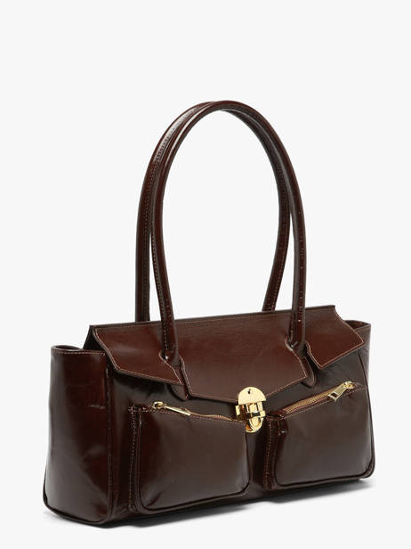 Baguette Bag Shiny Sauvage Leather Milano Brown shiny sauvage SS26063 other view 1