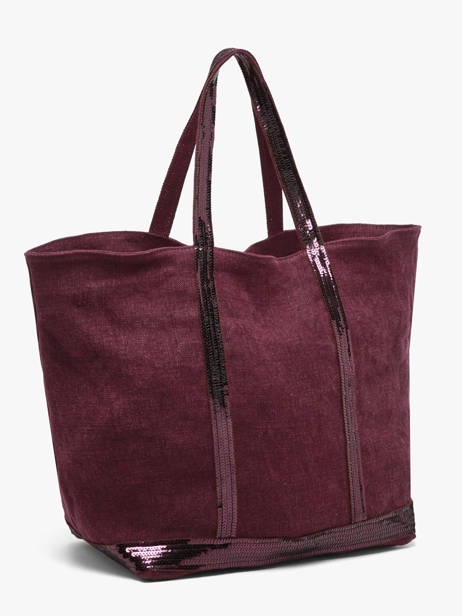 Large Le Cabas Tote Bag Linnen Sequins Vanessa bruno Violet cabas lin 31V40315 other view 2