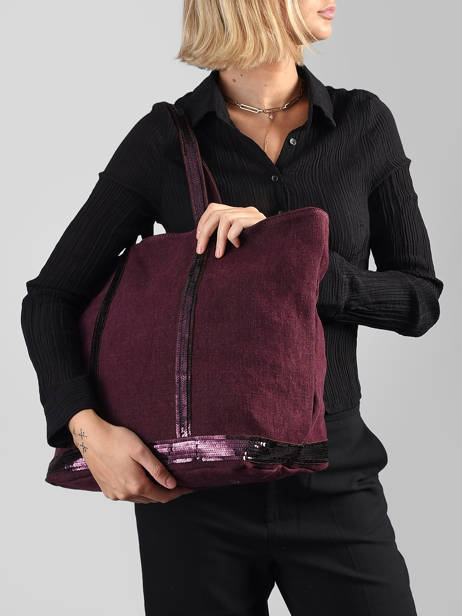 Large Le Cabas Tote Bag Linnen Sequins Vanessa bruno Violet cabas lin 31V40315 other view 1